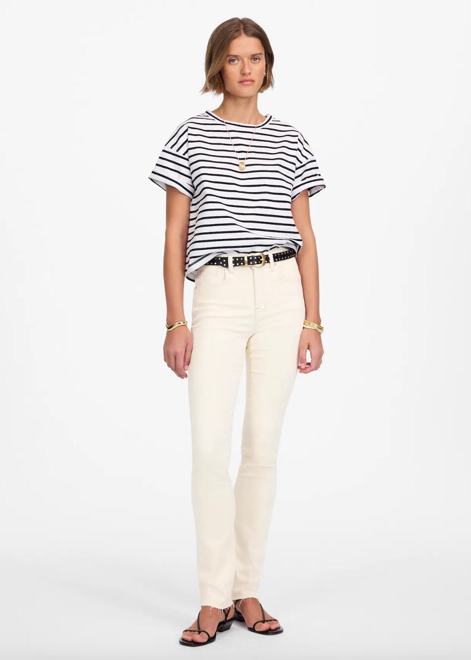 Madewell The Petite Stovepipe Jeans Vintage Canvas Stretch Denim Beige US 30 NWT